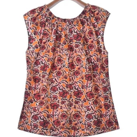 MARNI Blouse OrangexRedxWhite(Flower Pattern) 42 or size Large. - Picture 2 of 5